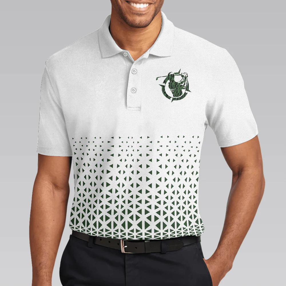 Men Golf Polo Shirt - Golf Texture Aluminium Men Polo Shirt, Triangle Geometric Polo Shirt, Best Golf Shirt For Men, Best Gift For Golfers - Image 5