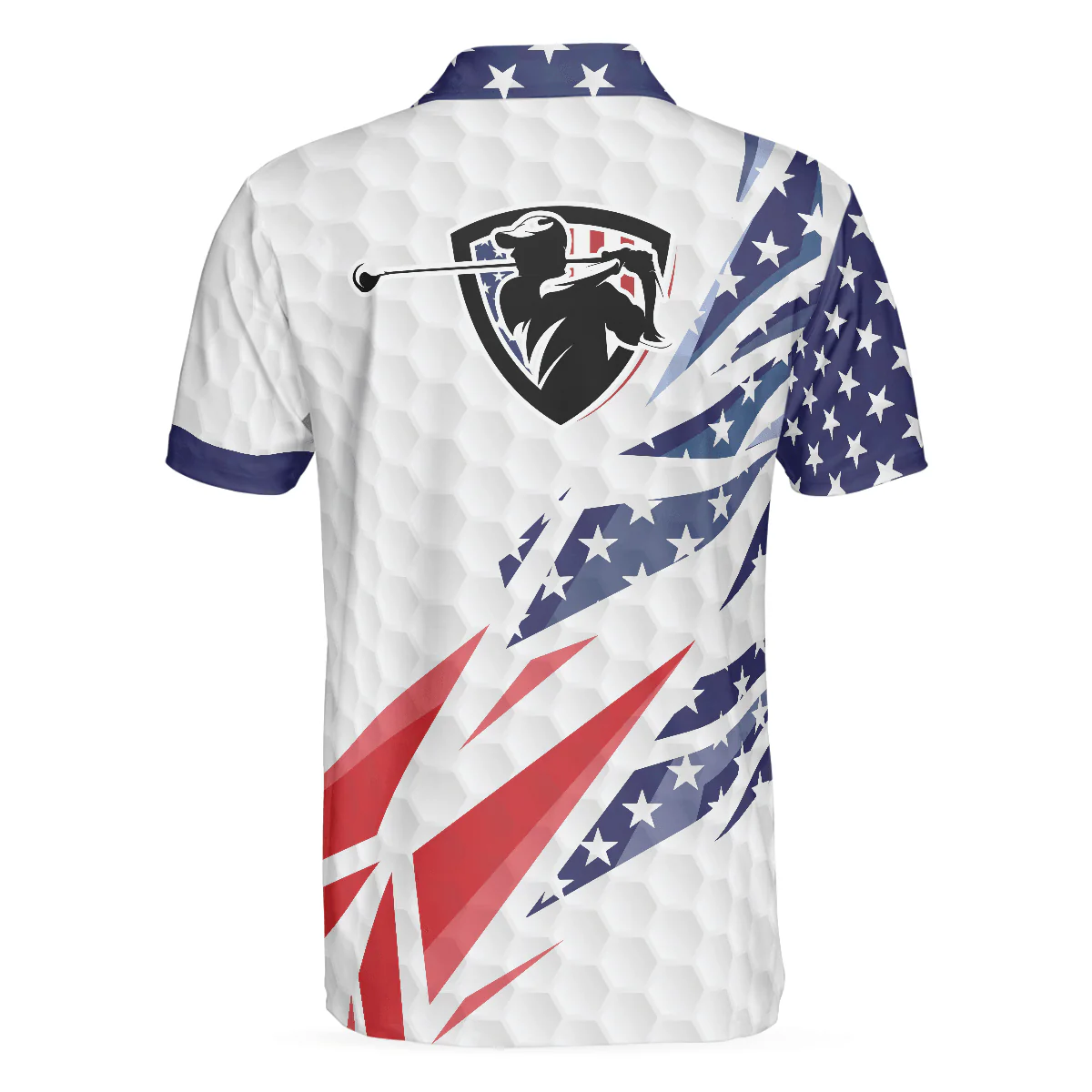 Men Golf Polo Shirt - Golf Texture Swing, Fierce American Flag Men Golf Polo Shirt - Perfect Polo Shirt For Men, Golfers - Image 2