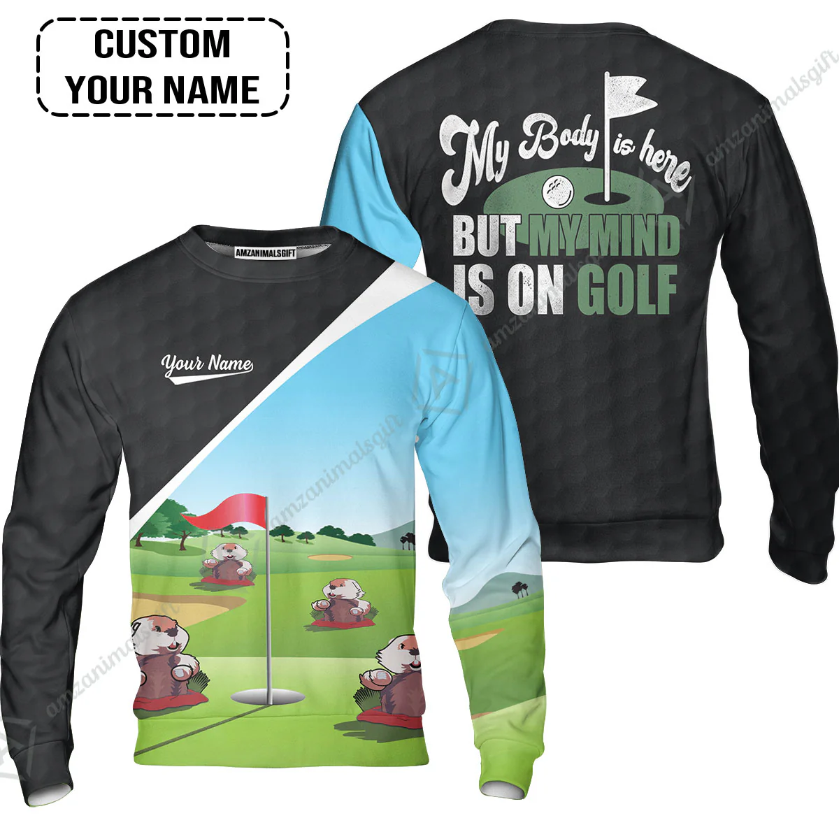 Men Golf Polo Shirt - Gopher My Mind Is On Golf Custom Men Polo Shirt - Image 5