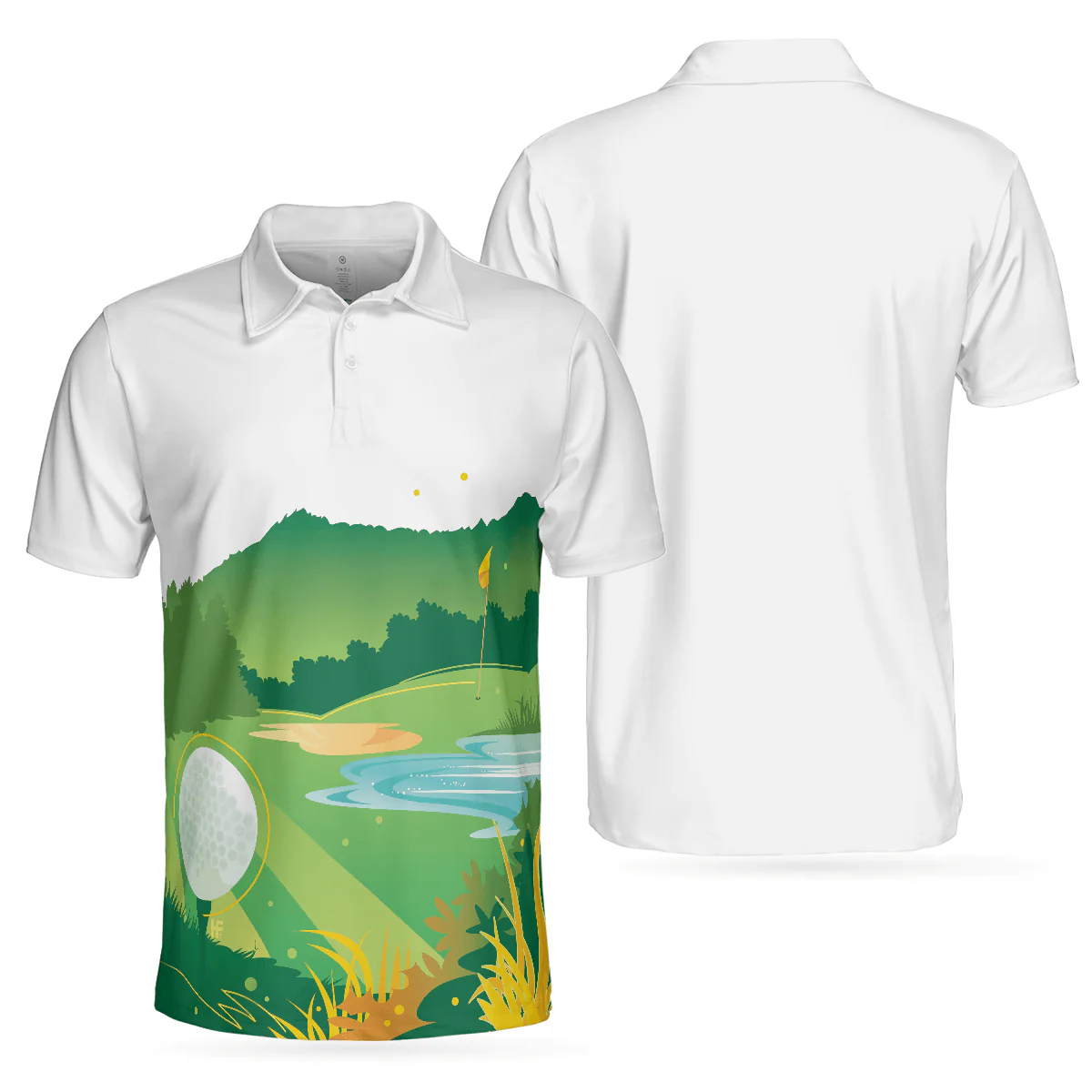 Men Golf Polo Shirt - Green Golf Course All Over Print Men Polo Shirt, Unique Golf Shirt For Men - Perfect Polo Shirt For Men, Golfers