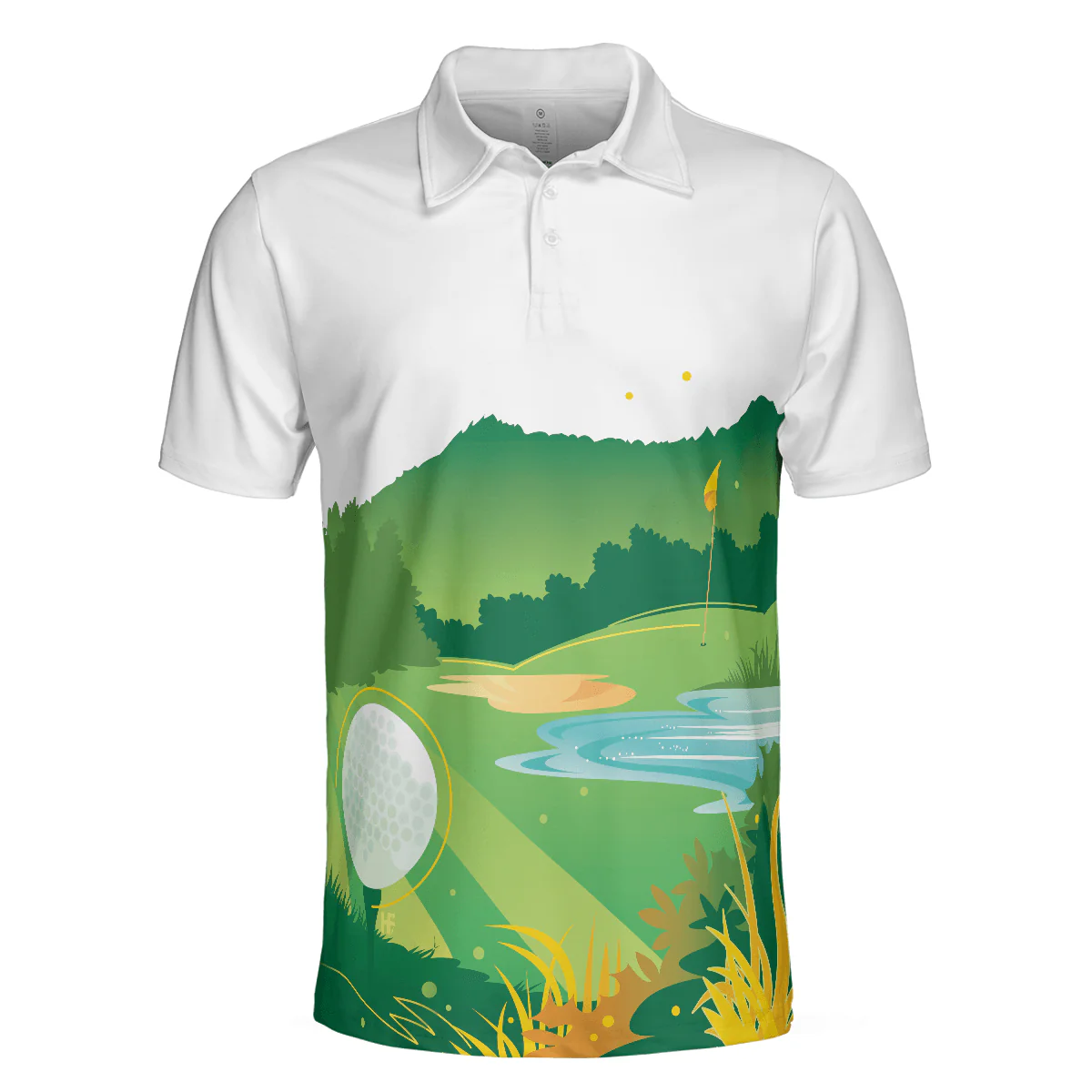 Men Golf Polo Shirt - Green Golf Course All Over Print Men Polo Shirt, Unique Golf Shirt For Men - Perfect Polo Shirt For Men, Golfers - Image 3