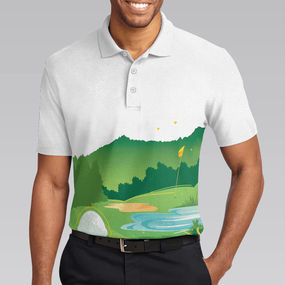Men Golf Polo Shirt - Green Golf Course All Over Print Men Polo Shirt, Unique Golf Shirt For Men - Perfect Polo Shirt For Men, Golfers - Image 4