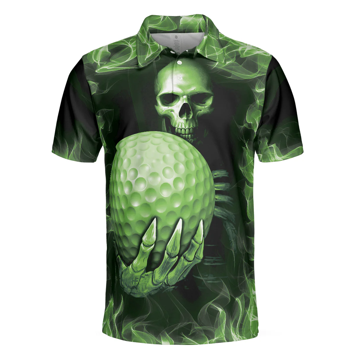 Men Golf Polo Shirt - Green Skull Golf Shirt Design, Scary Men Golf Polo Shirt - Perfect Polo Shirt For Men, Golfers - Image 3