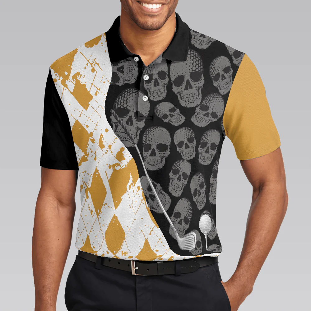Men Golf Polo Shirt - I Just Want To Drink Beer Play Golf And Take Naps Polo Shirt, Yellow Argyle Pattern Golfing Shirt For Men - Image 4