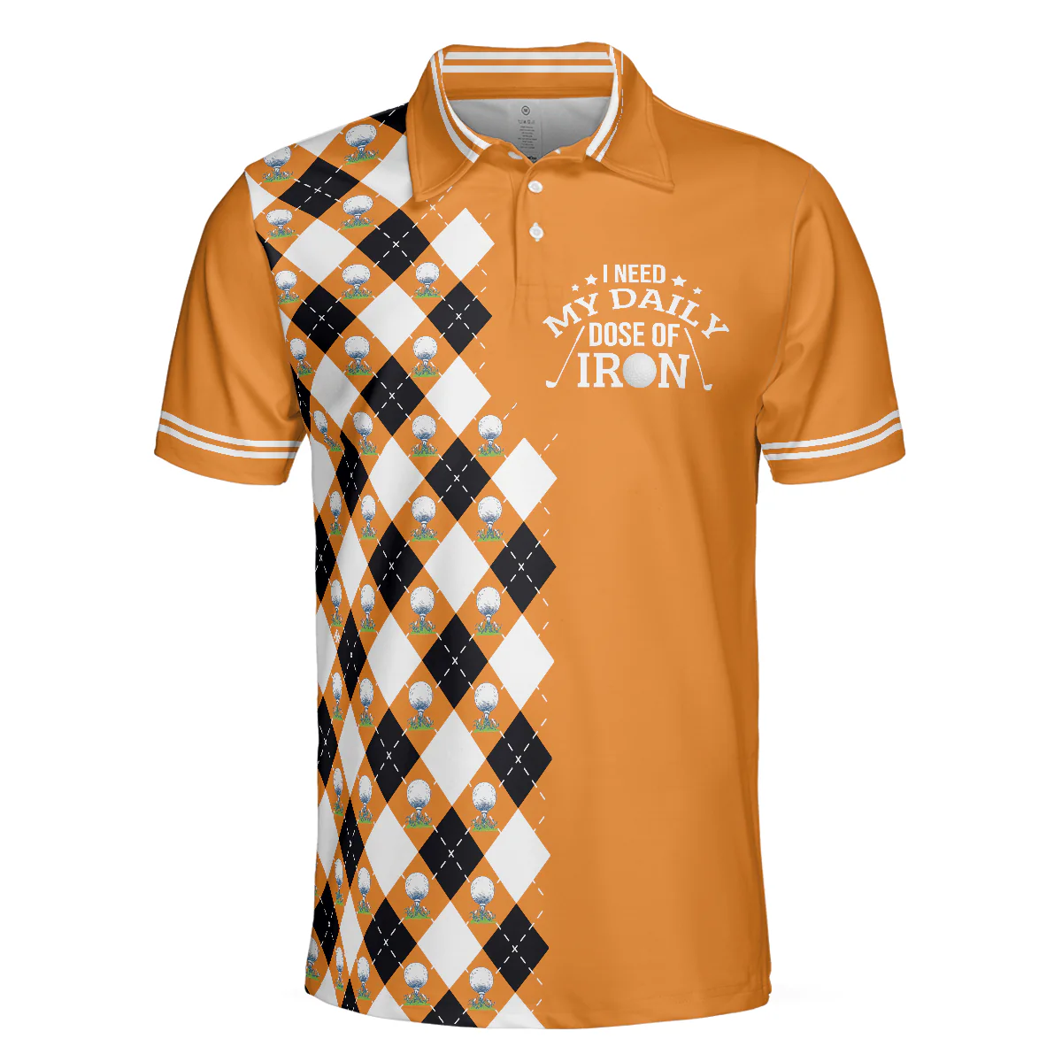 Men Golf Polo Shirt - I Need My Daily Dose Of Iron Remastered Polo Shirt, Argyle Pattern Polo Shirt, Best Golf Shirt For Men, Golfers - Image 3