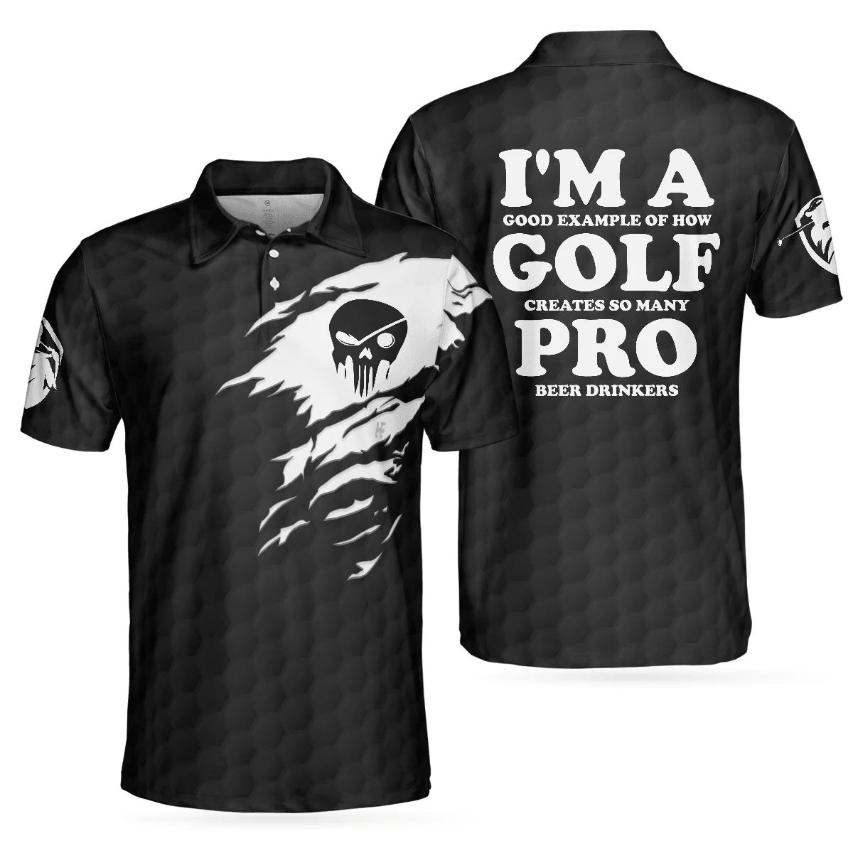 Men Golf Polo Shirt - I'm A Golf Pro Golf Polo Shirt, Black And White Skull Golf Shirt, Basic Golf Sayings Shirt For Men, Golfers