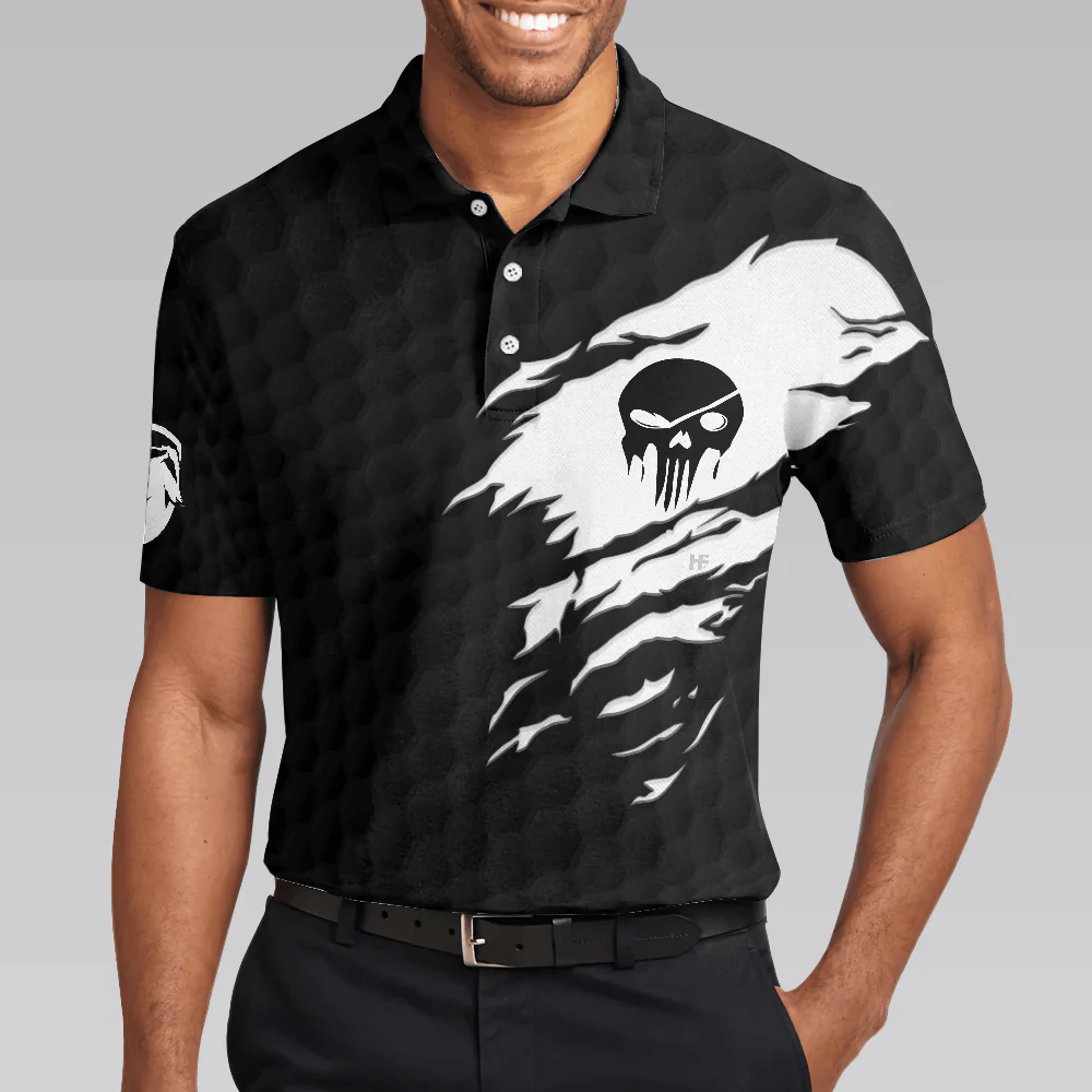 Men Golf Polo Shirt - I'm A Golf Pro Golf Polo Shirt, Black And White Skull Golf Shirt, Basic Golf Sayings Shirt For Men, Golfers - Image 4