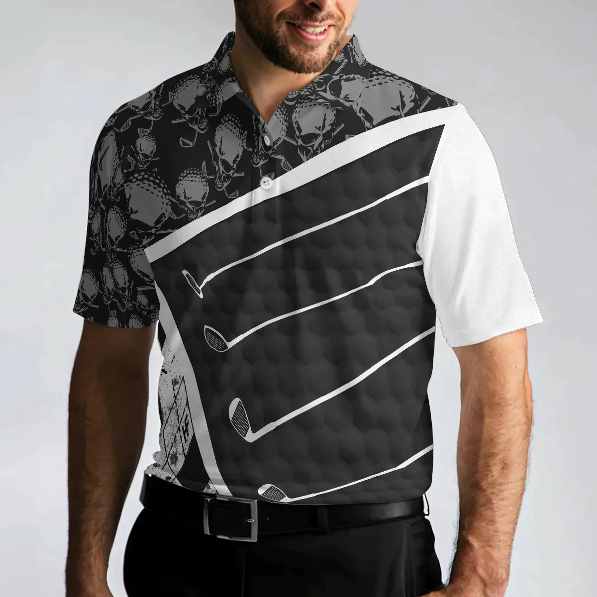 Men Golf Polo Shirt - Life Is Full Of Important Choices, Black And White Skull Men Golf Polo Shirt - Perfect Polo Shirt For Men, Golfers - Image 4