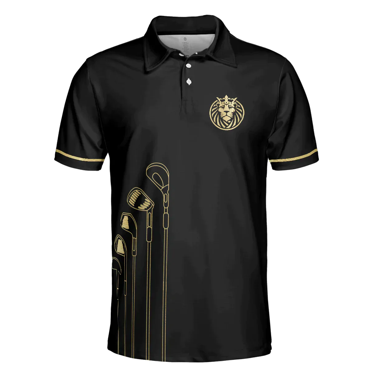 Men Golf Polo Shirt - Live Like A King Playing Golf Black And Gold Polo Shirt, Luxury Golfer Polo Shirt, Best Golf Shirt For Men, Golf Lover - Image 3
