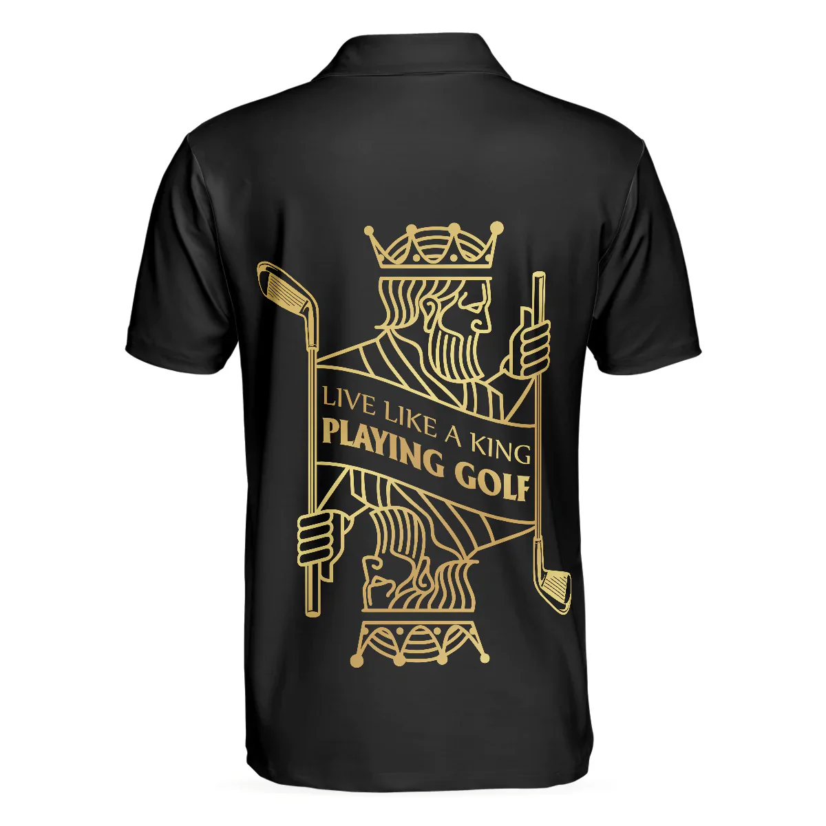Men Golf Polo Shirt - Live Like A King Playing Golf Black And Gold Polo Shirt, Luxury Playing Card Poker Polo Shirt, Best Golf Shirt For Men, Golf Lover - Image 2