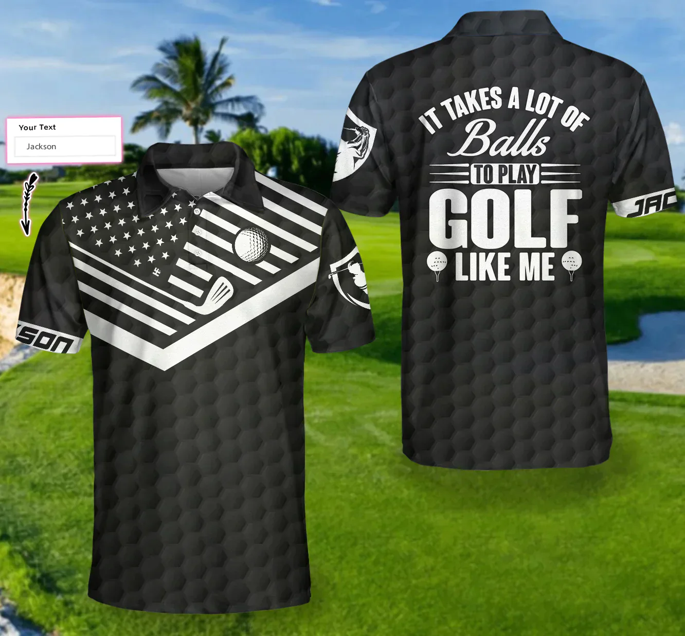 Men Golf Polo Shirt - Personalized American Flag Golf Polo Shirt, It Takes A Lot Of Balls Golfer Custom Shirt For Men, Golf Lover