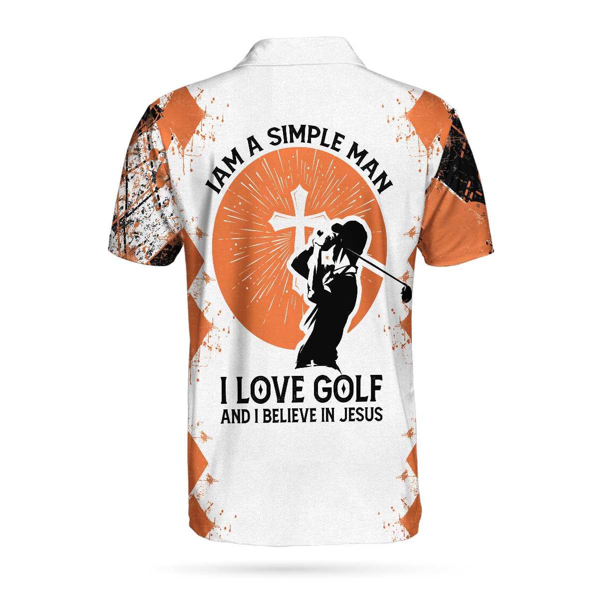 Men Golf Polo Shirt - Personalized Argyle Pattern Golf Men Polo Shirt, Golf I Am A Simple Man Custom Shirt For Male, Unique Male Golf Gift - Image 4