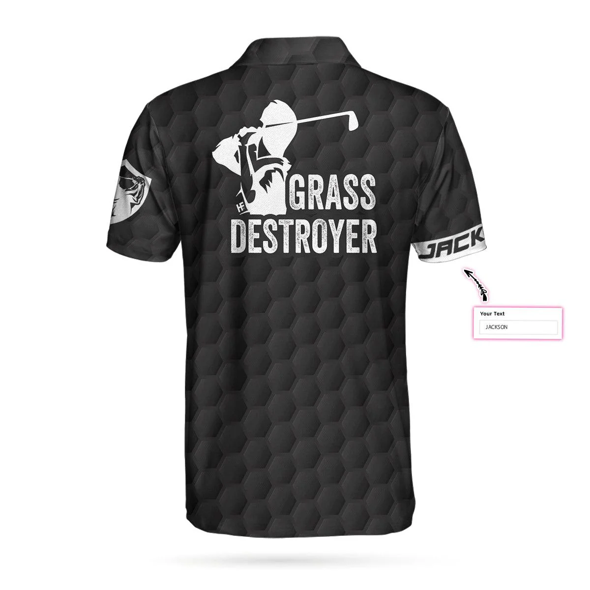 Men Golf Polo Shirt - Personalized Black Skull Golfing Men Polo Shirt, Grass Destroyer Custom Polo Shirt Design, Golf Gift Idea For Men, Golfers - Image 2
