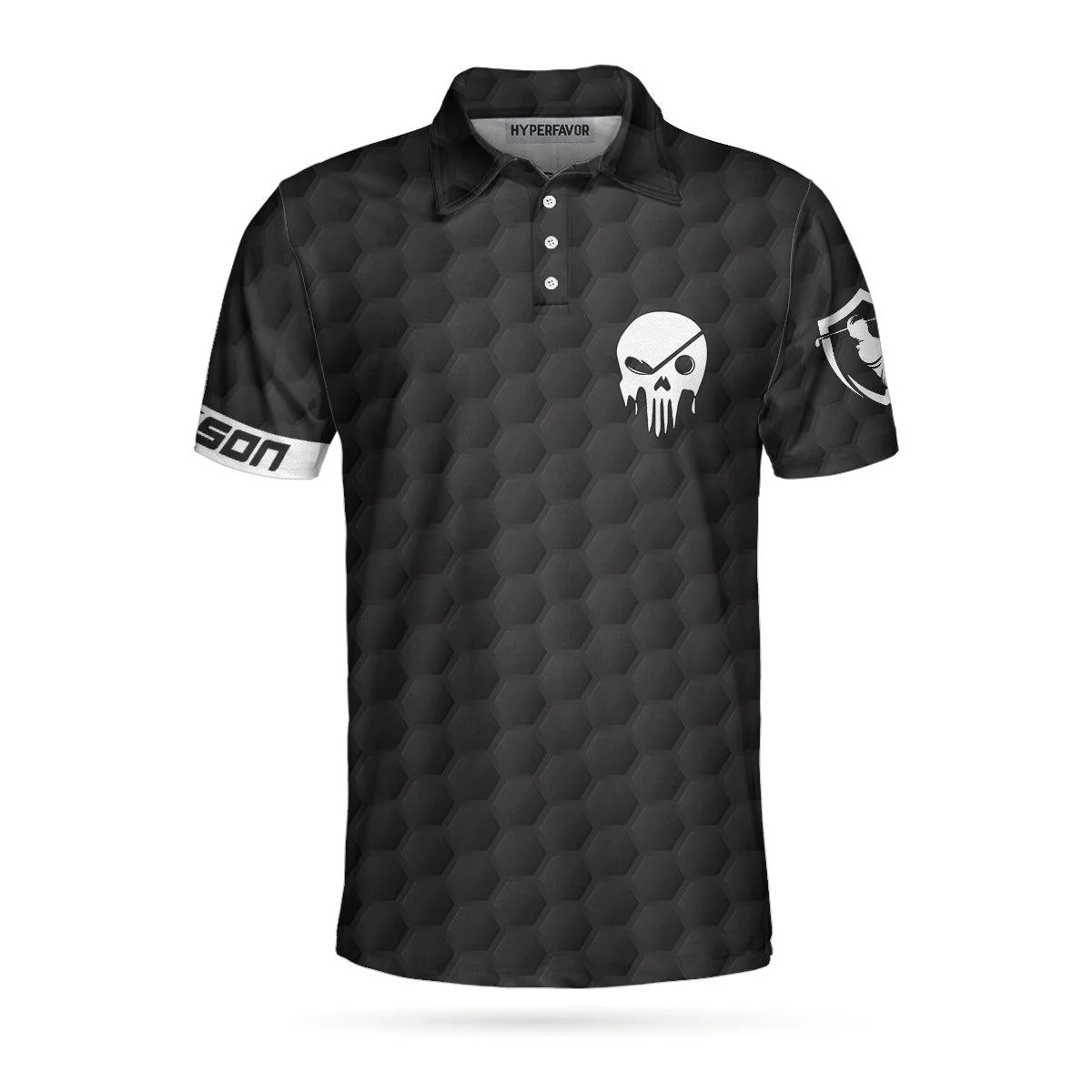 Men Golf Polo Shirt - Personalized Black Skull Golfing Men Polo Shirt, Grass Destroyer Custom Polo Shirt Design, Golf Gift Idea For Men, Golfers - Image 4