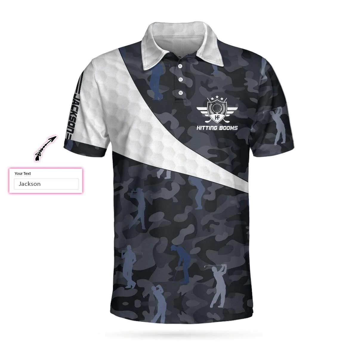 Men Golf Polo Shirt - Personalized Golf Ball And Camo Pattern Men Polo Shirt, Hitting Booms Camo Pattern Custom Polo Shirt, Best Golf Shirt For Men - Image 3