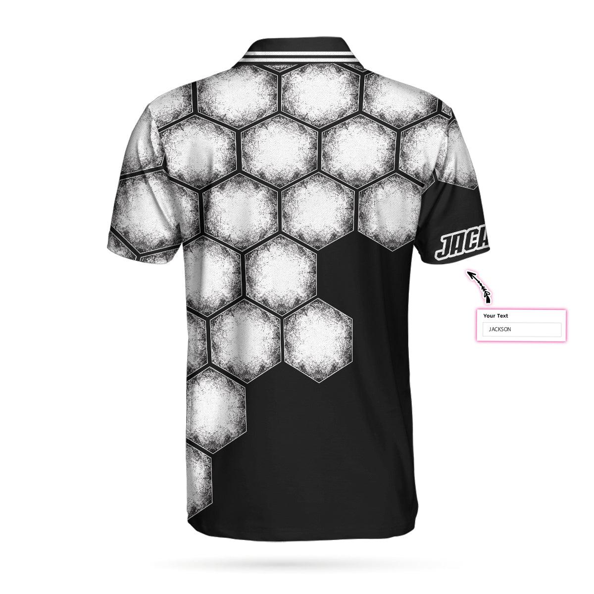 Men Golf Polo Shirt - Personalized Golf Ball Black White Polo Shirt, Best Custom Polo Shirt For Golf Players, Cool Golfing Shirt For Gofl Lover - Image 2