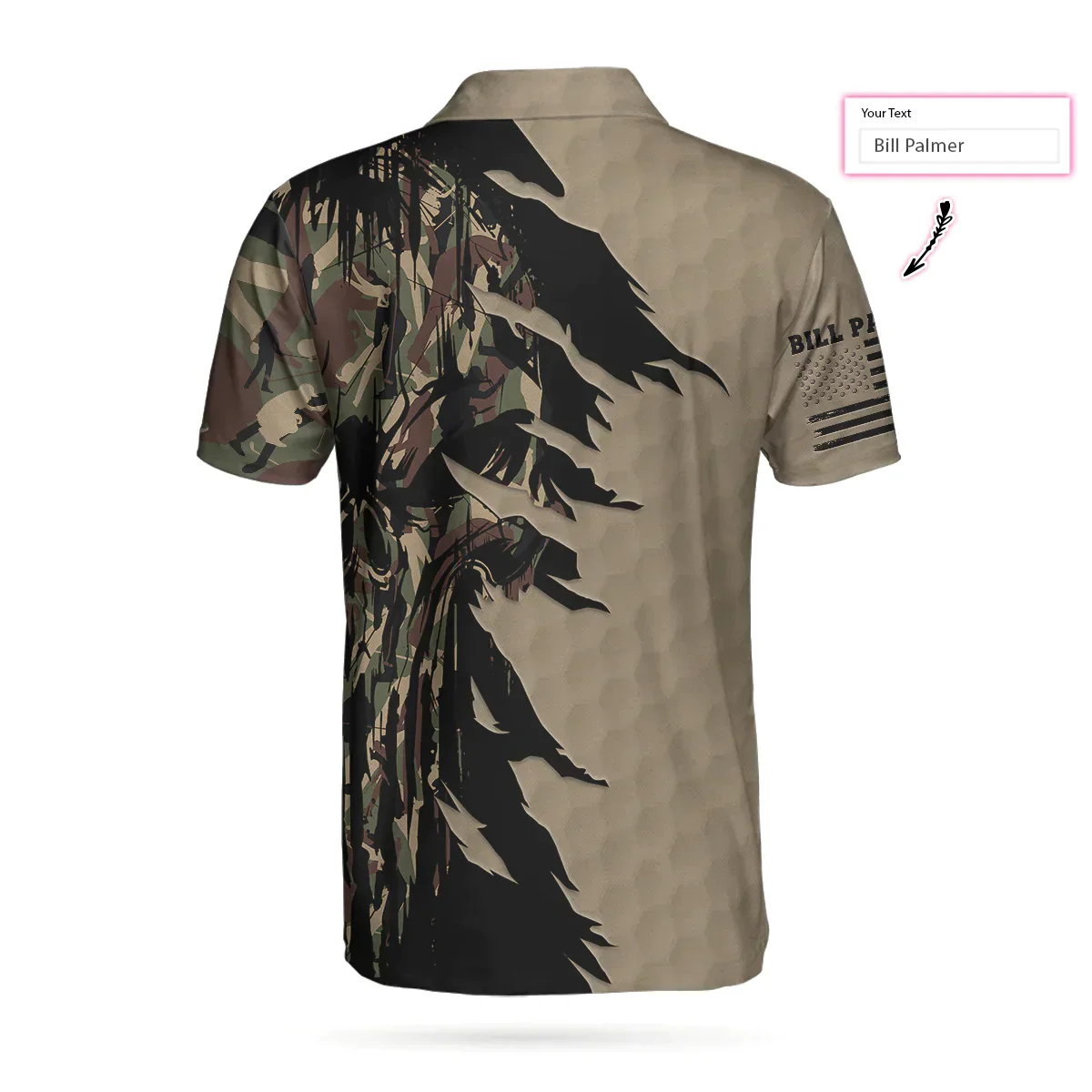 Men Golf Polo Shirt - Personalized Ripped Vintage Golfing Clubs Skull Camouflaged Men Polo Shirt, Camo Golf Custom Shirt For Male - Image 2