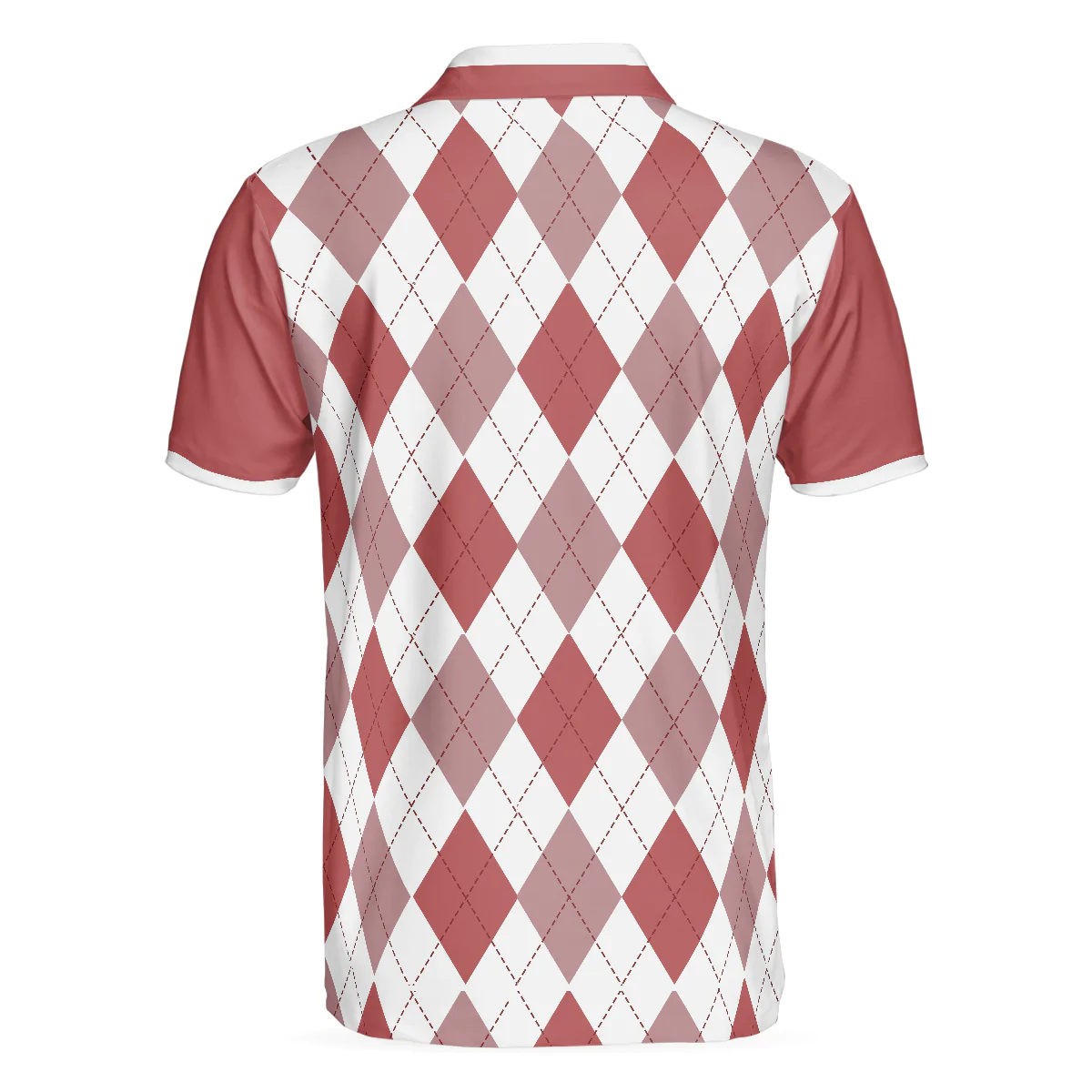 Men Golf Polo Shirt - Red Argyle Pattern Skeleton Golfer Men Polo Shirt, King Of The Golf Course Golf Polo Shirt, Best Golf Shirt For Male - Image 2