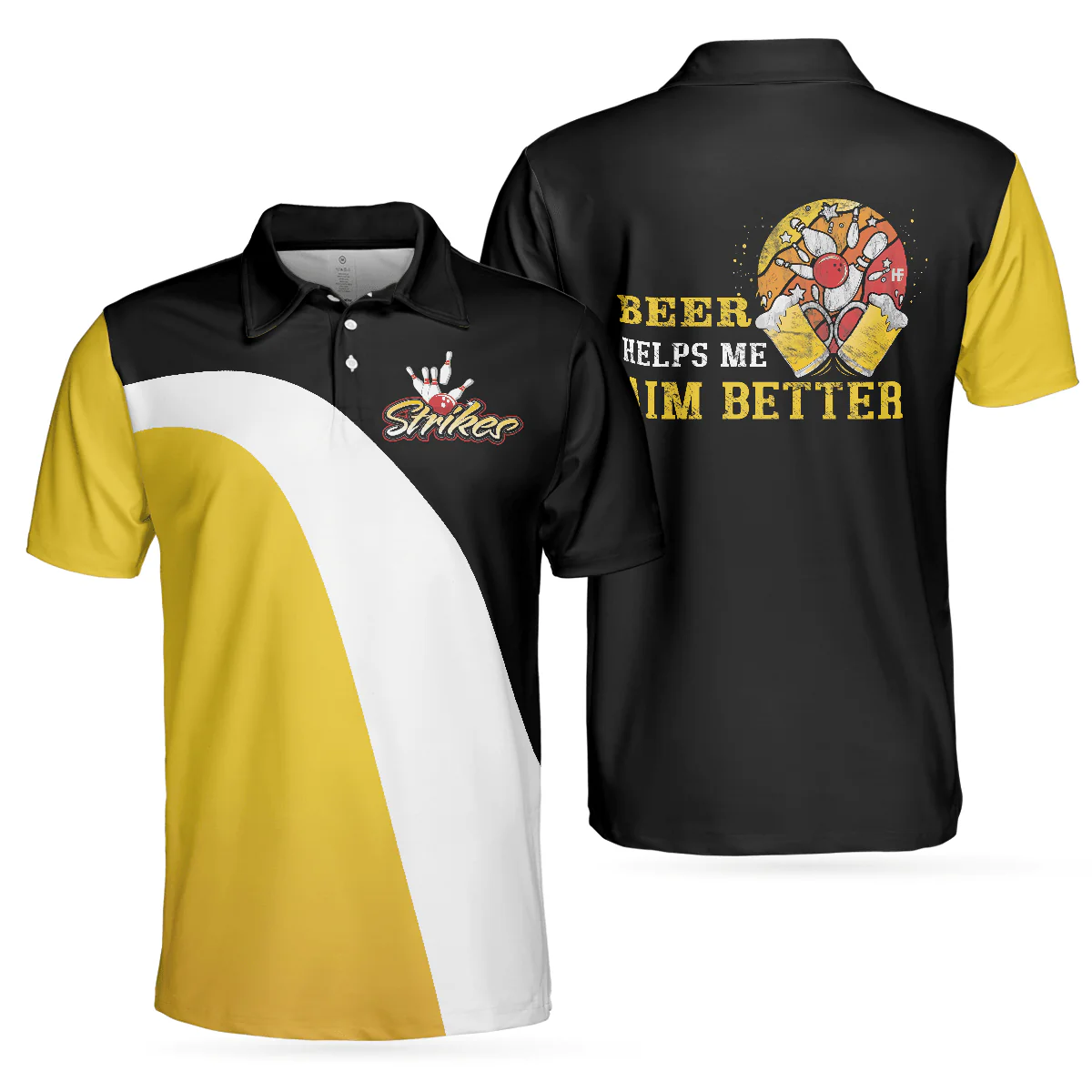 Men Golf Polo Shirt - Simple Drinking Golf Men Polo Shirt, Beer Helps Me Aim Better Polo Shirt Design - Perfect Polo Shirt For Men, Golfers