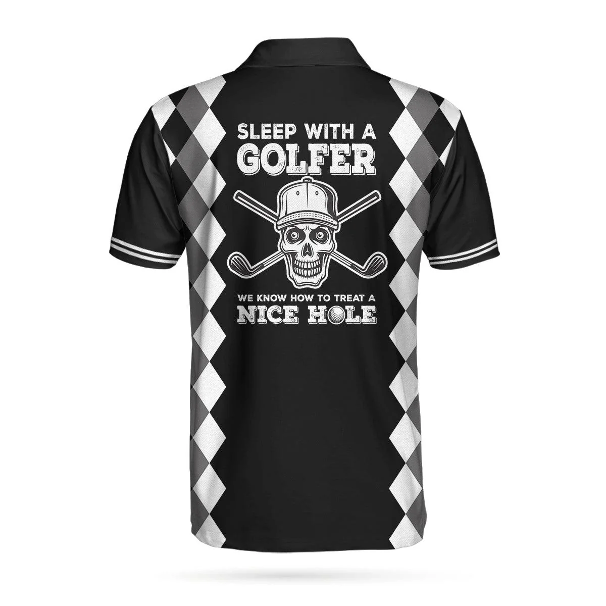 Men Golf Polo Shirt - Skull Golf Custom Name Polo Shirt, Sleep With Golfer We Know How To Treat A Nice Hole Golf Custom Polo Shirt For Golfers - Image 2