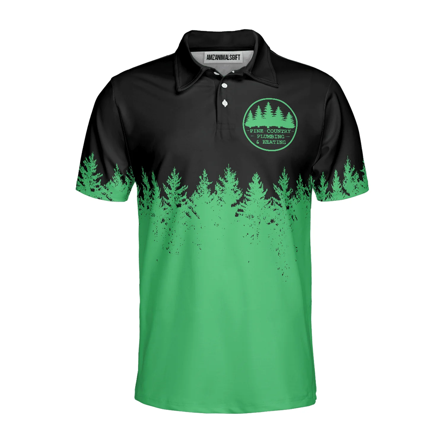 Men Golf Polo Shirt - Stupid Tree Funny Definition Polo Shirt, Black And Green Pine Forest Polo Shirt For Men - Perfect Gift For Men, Golfers - Image 2