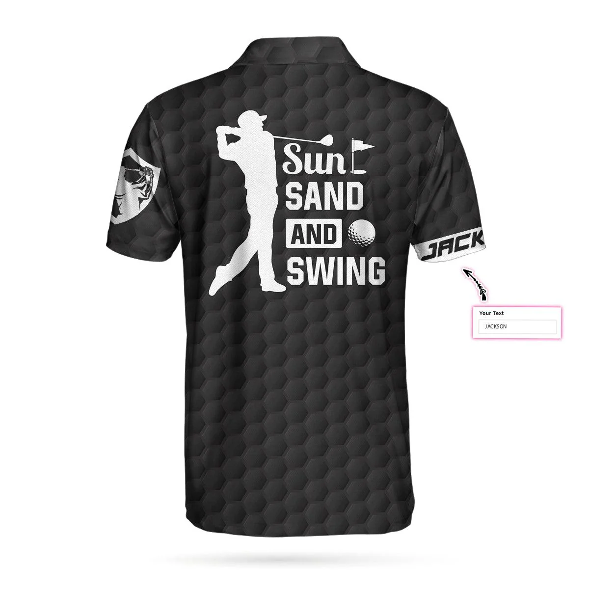 Men Golf Polo Shirt - Sun Sand and Swing Custom Polo Shirt, Personalized Black American Flag Golf Shirt - Perfect Gift For Men, Golf Lover - Image 3