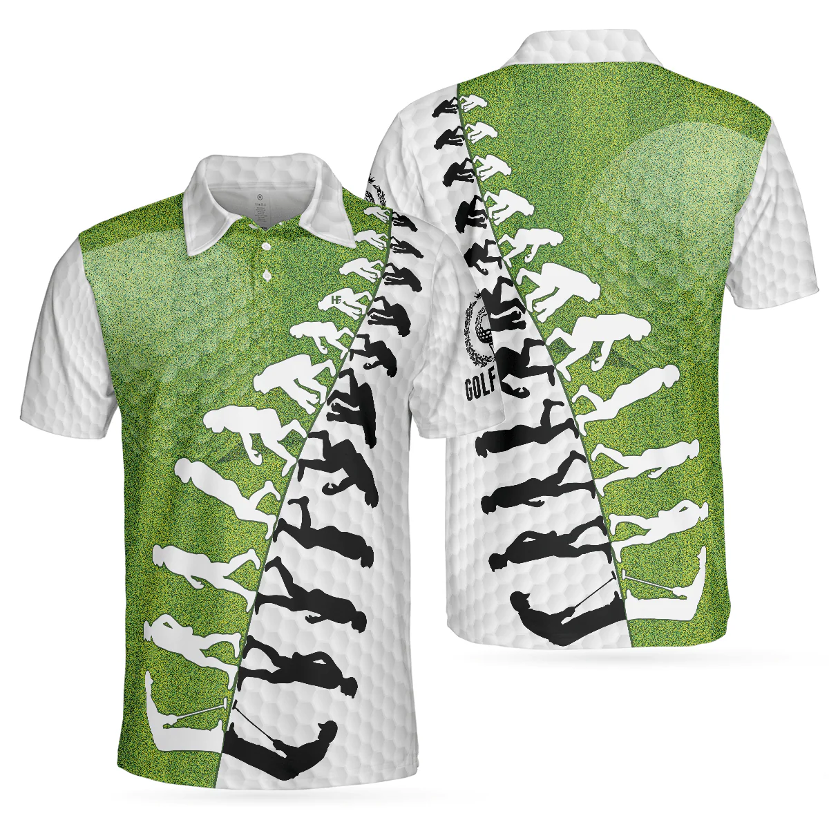 Men Golf Polo Shirt - The Evolution Of Golfer Through Generations Golf Polo Shirt, White And Green Golf Shirt - Perfect Gift For Men