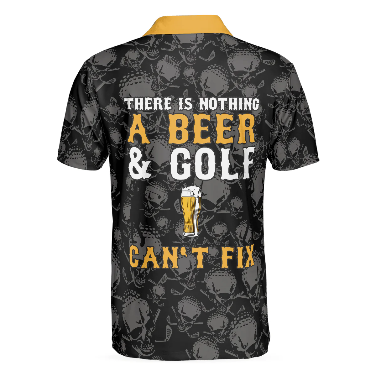 Men Golf Polo Shirt - There Is Nothing A Beer And Golf Can't Fix V2 Polo Shirt, Skull Plaid Pattern Golf Shirt - Perfect Gift For Men, Golfers - Image 2