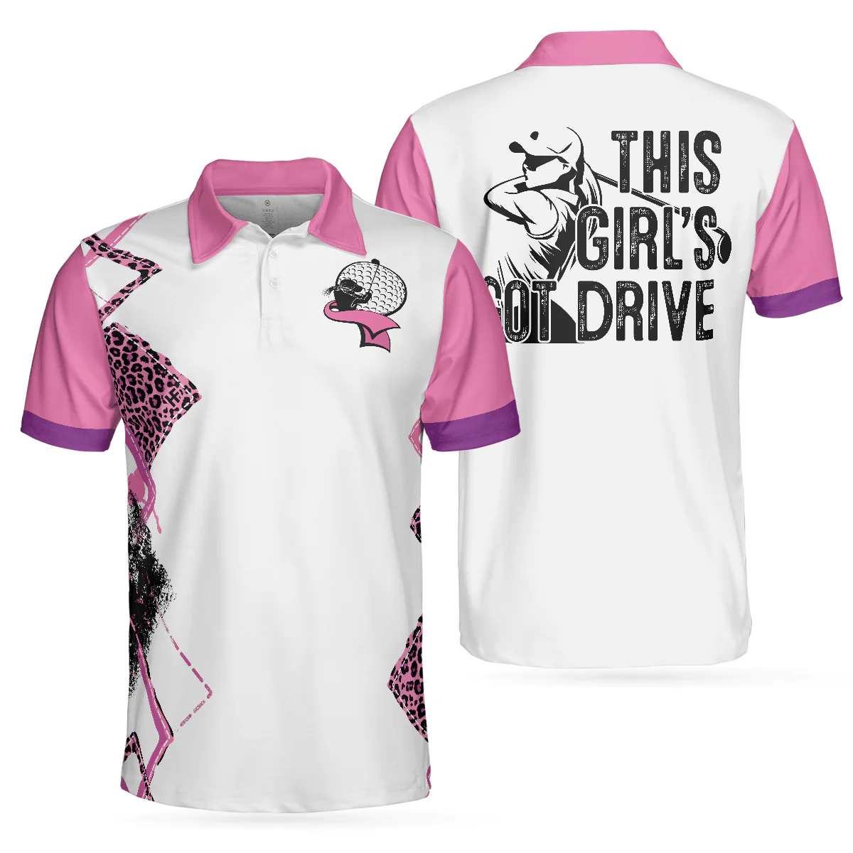 Men Golf Polo Shirt - This Girl's Got Drive Women Polo Shirt, Pink Leopard Golf Shirt For Female Golfers - Perfect Gift For Men, Golfers