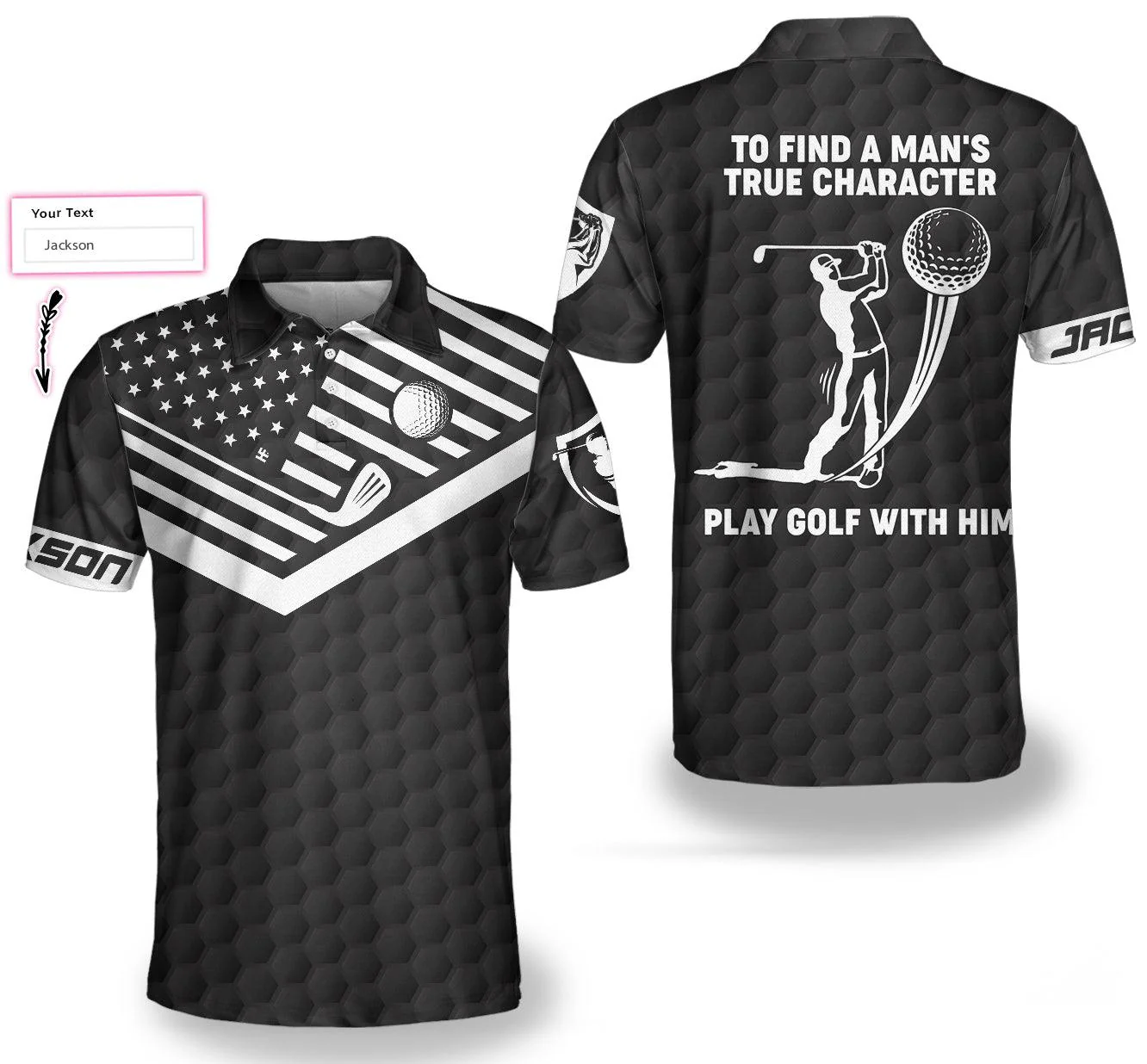 Men Golf Polo Shirt - To Find A Man’s True Character American Flag Custom Polo Shirt, Personalized Golf Shirt - Perfect Gift For Women