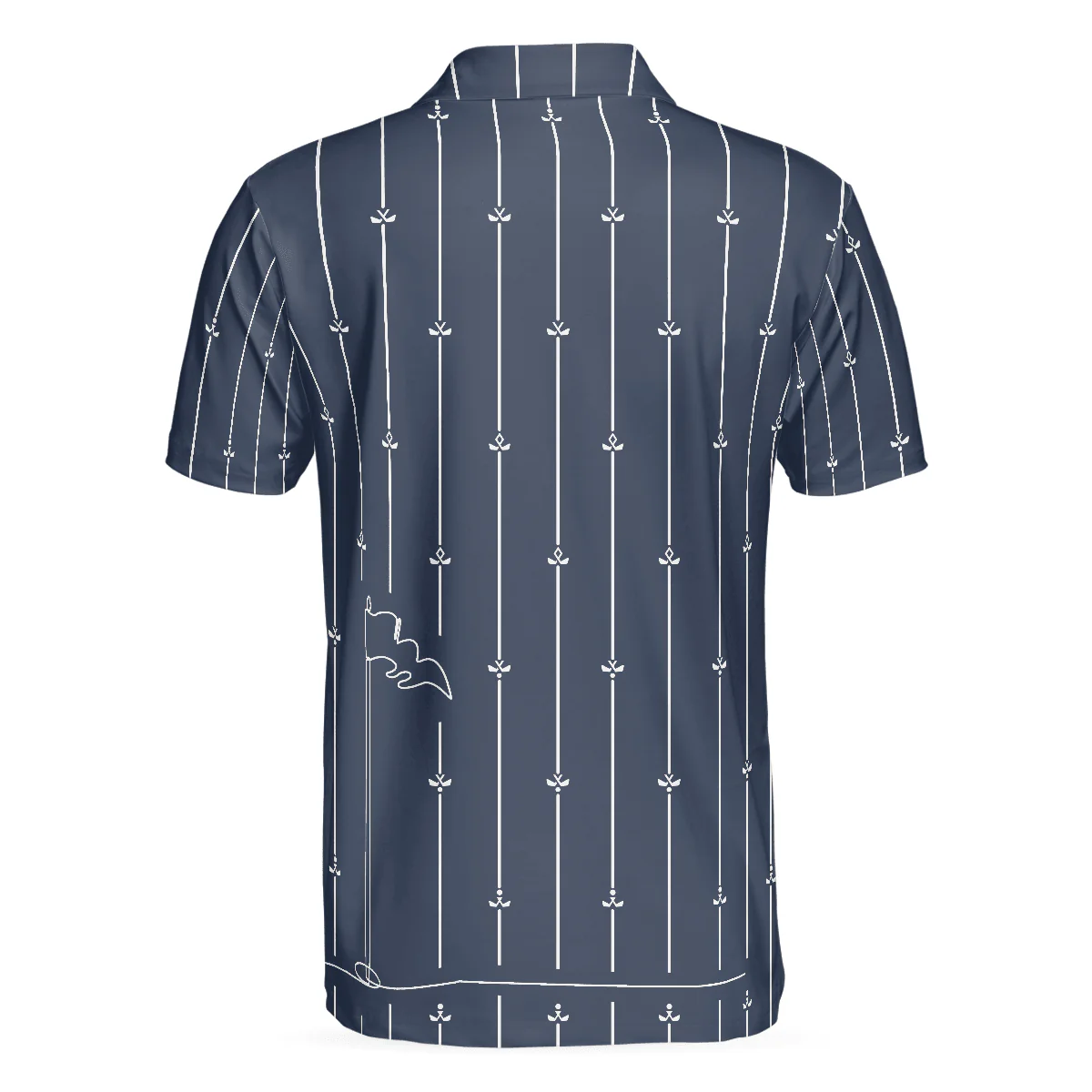 Men Golf Polo Shirt - Vertical Stripe Golf Club Polo Shirt, Black And White One Line Drawing Golfer Polo Shirt - Perfect Gift For Men - Image 2