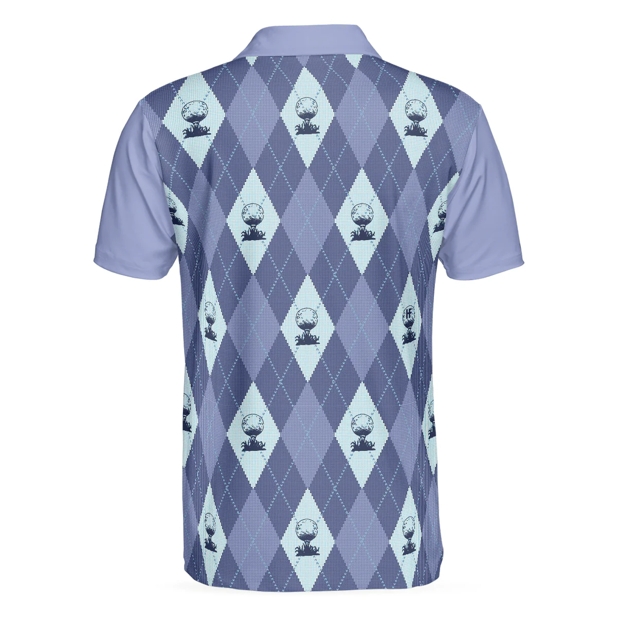 Men Golf Polo Shirt - Vintage Blue Palatte Girl Golf Polo Shirt,Argyle Pattern Girl Golfer Silhouette Polo Shirt,Fun Golf Shirt - Perfect Gift For Men - Image 2