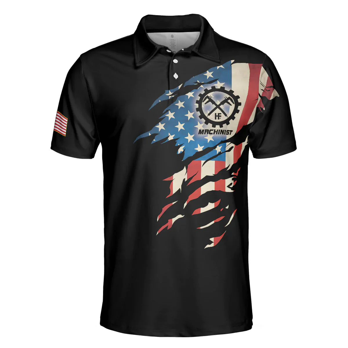 Men Machinist Polo Shirt - Machinist My Craft Allows Me To Build Anything Polo Shirt - Skull American Flag Machinist Shirt For Men - Image 2