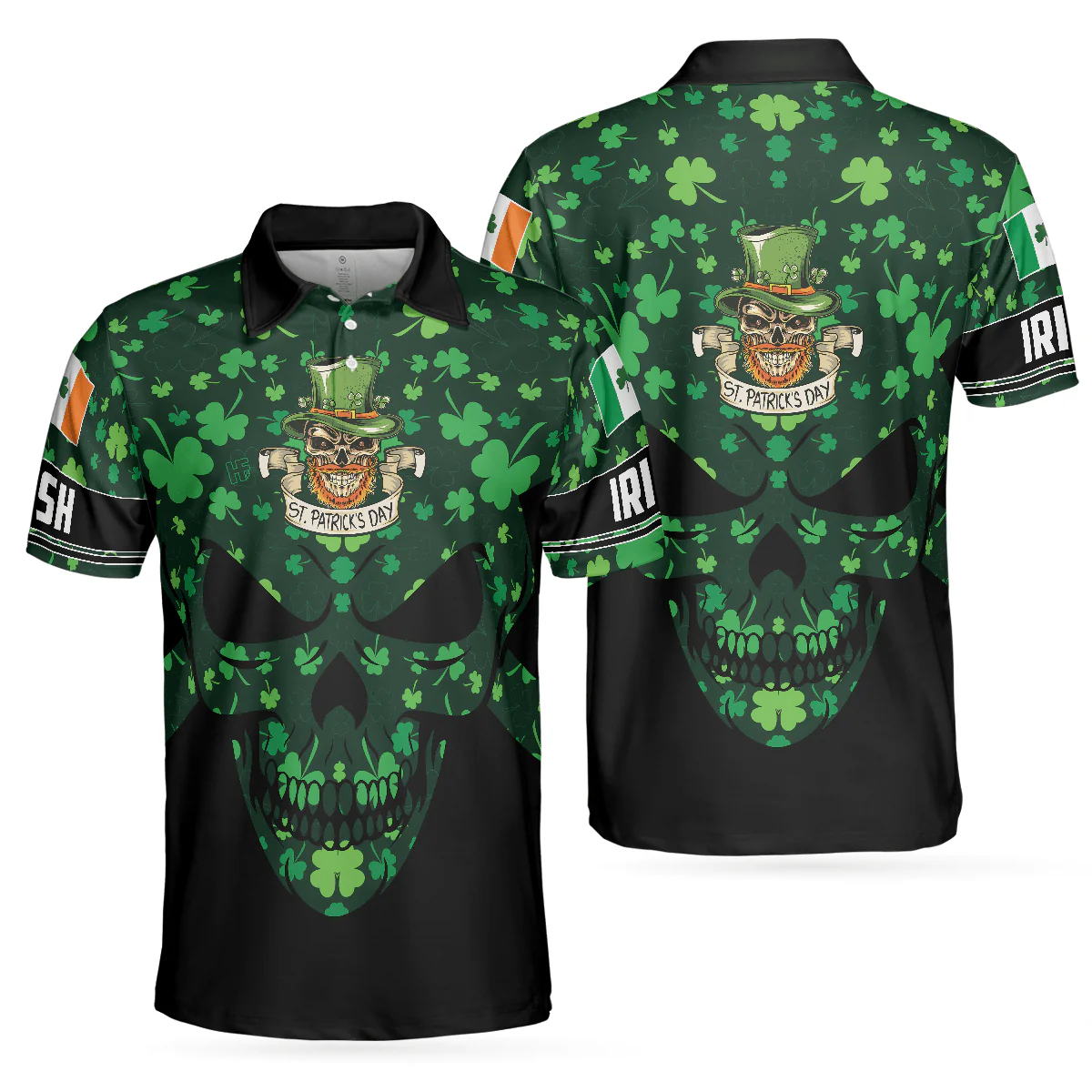 Men Patrick Day Polo Shirt - St Patrick’s Day Skull Polo Shirt, Cool Skull St Patrick's Day Polo Shirt, St Patrick Shirt For Men- Perfect Gift For Men