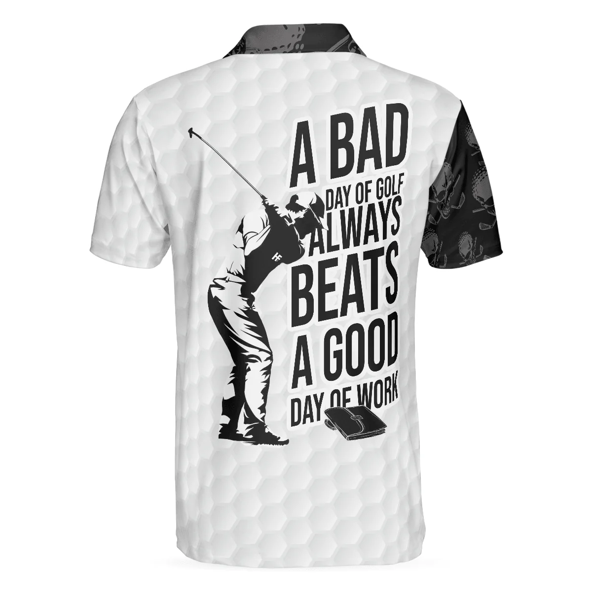 Men Polo Shirt - Bad Day Of Golf Polo Shirt, Black And White Skull Flag Polo Shirt - Perfect Gift For Men, Golfers - Image 2
