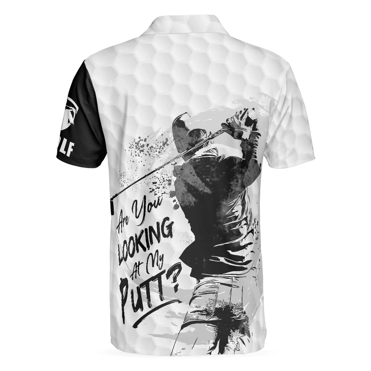 Men Polo Shirt - Black & White Are You Looking At My Putt Golf Polo Shirt, Black And Golf Pattern Polo Shirt, Sarcastic Golf Shirt For Men - Image 2