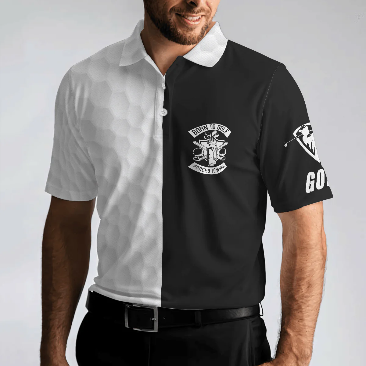 Men Polo Shirt - Black & White Are You Looking At My Putt Golf Polo Shirt, Black And Golf Pattern Polo Shirt, Sarcastic Golf Shirt For Men - Image 5