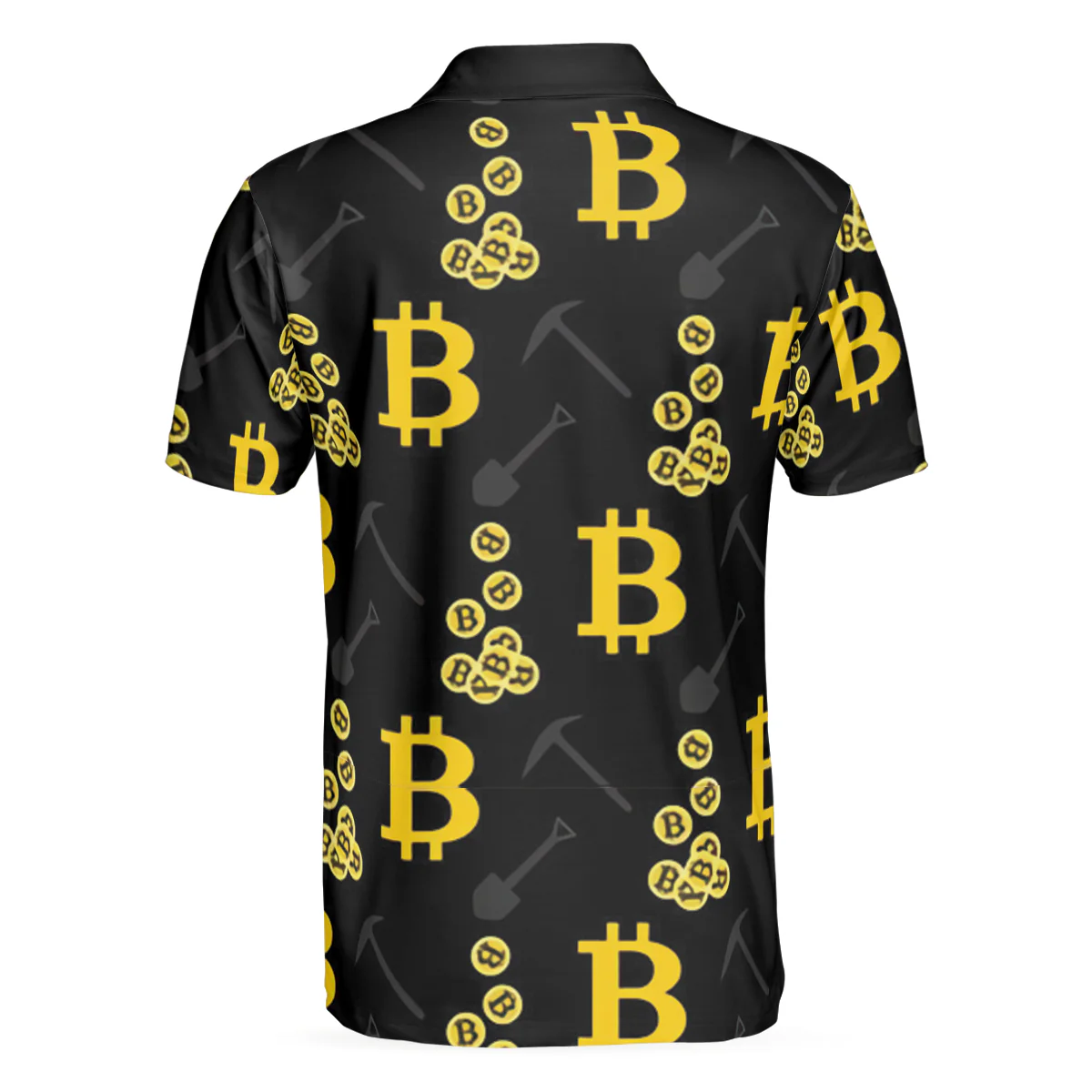 Men Polo Shirt - Bitcoin Seamless Pattern Cryptocurrency Polo Shirt, Crypto Mining Polo Shirt, Best Bitcoin Shirt For Men - Image 3