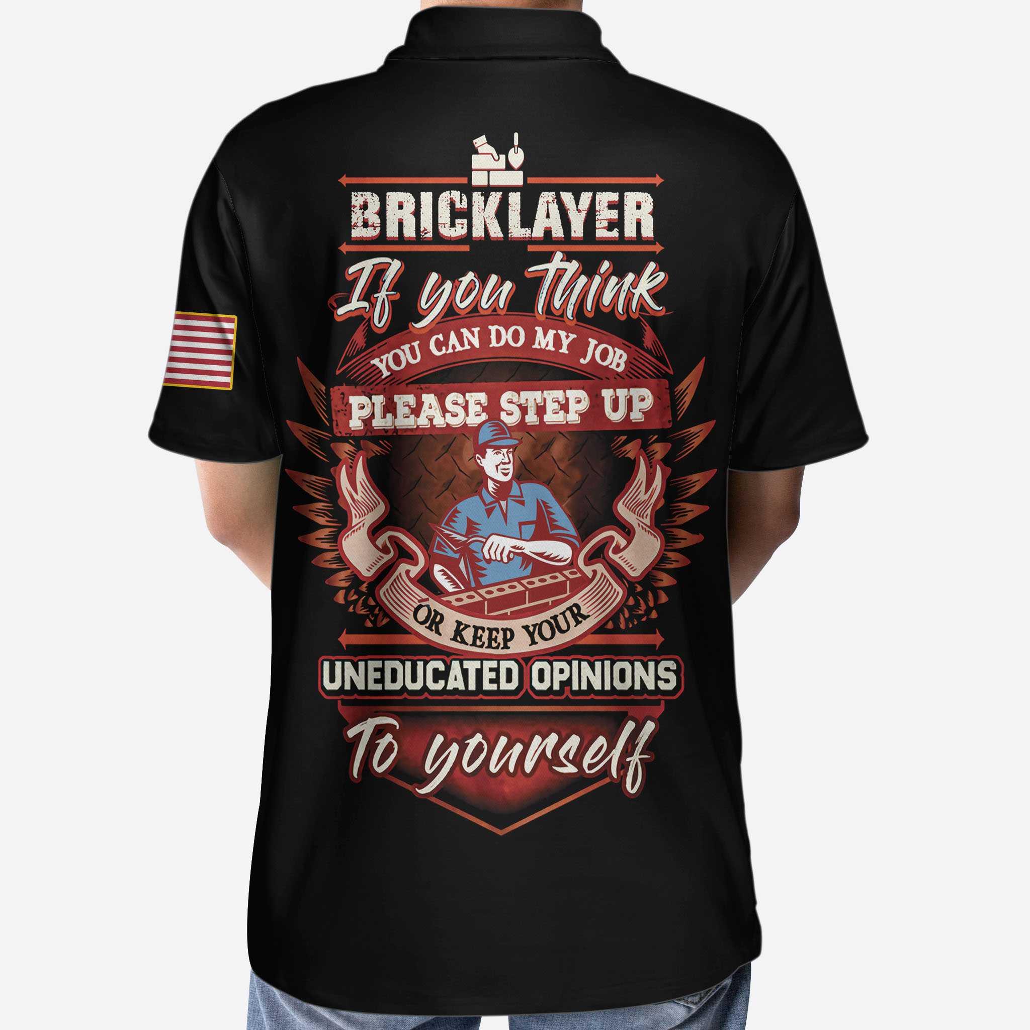 Men Polo Shirt - Bricklayer Proud Skull Short Sleeve Polo Shirt, If You Think You Can Do My Job Polo Shirt, Bricklayer Shirt For Men - Image 5