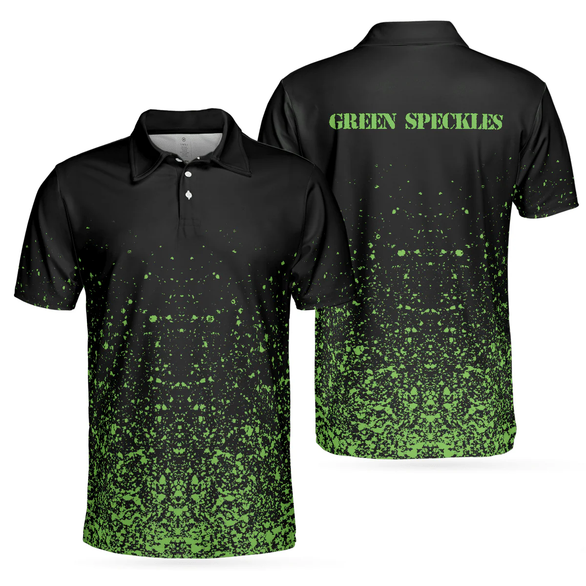 Men Polo Shirt - Green Speckles Polo Shirt All Over Print Men Polo Shirt, Unique Golf Shirt For Men