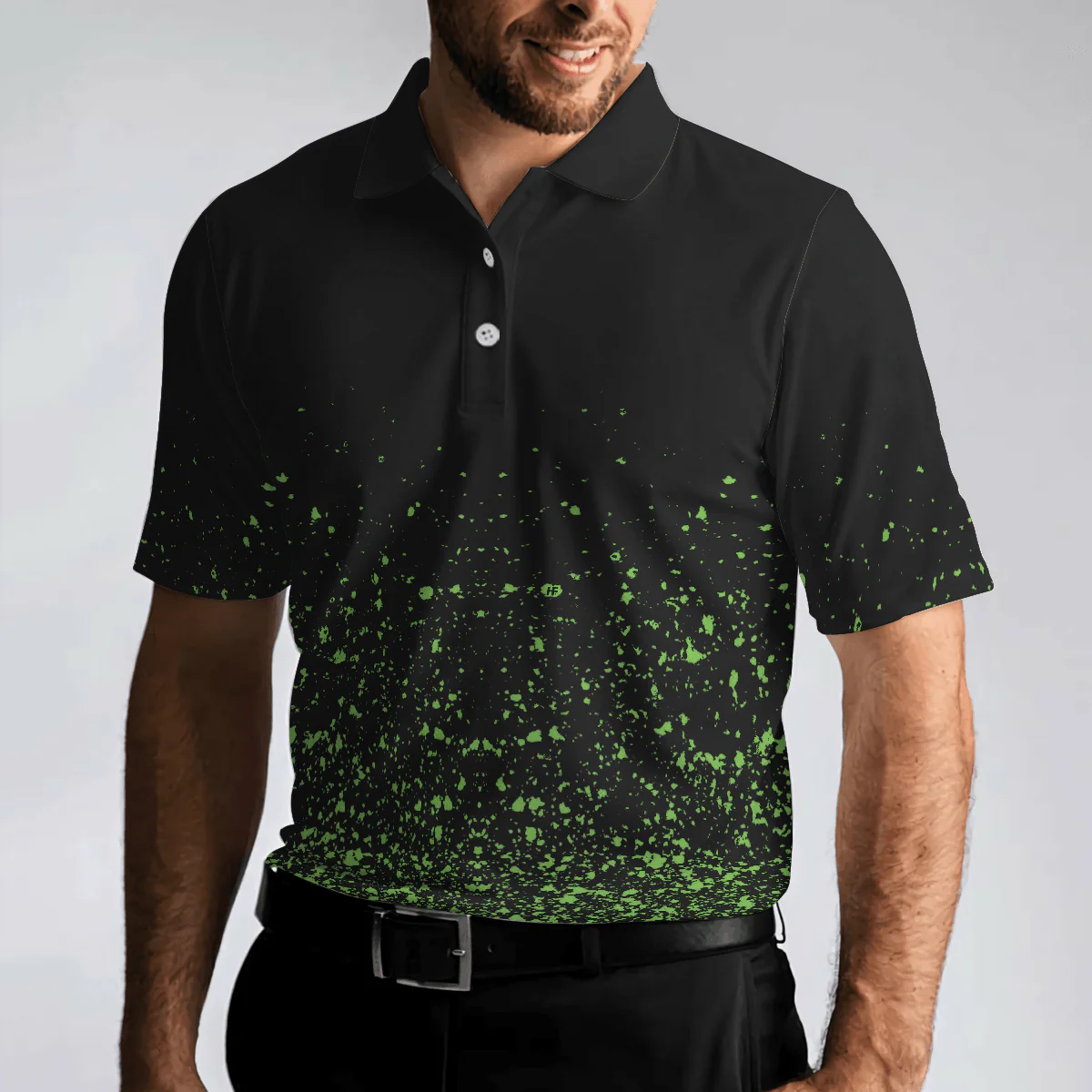 Men Polo Shirt - Green Speckles Polo Shirt All Over Print Men Polo Shirt, Unique Golf Shirt For Men - Image 5