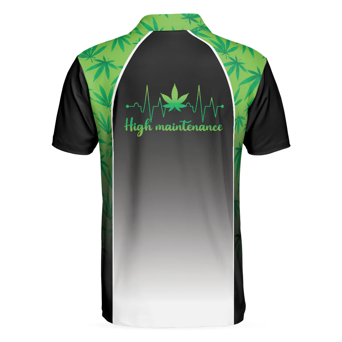 Men Polo Shirt - High Maintenance Weed Men Polo Shirt, Green Weed Polo Shirt, Black Tie Dye Weed Pattern Polo Shirt For Men - Image 3