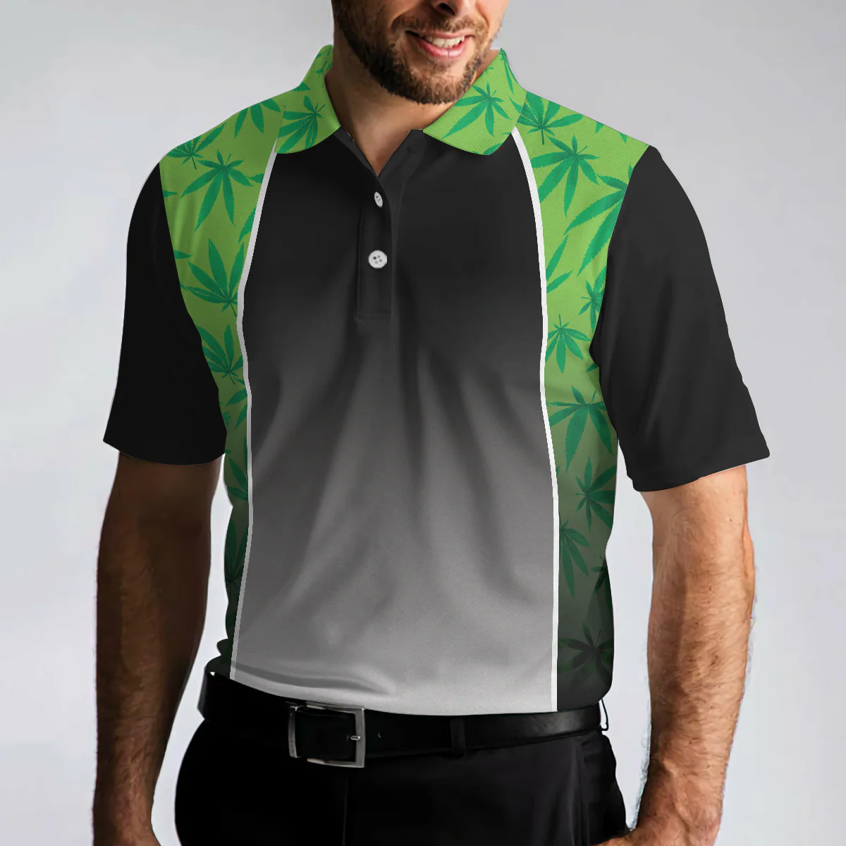 Men Polo Shirt - High Maintenance Weed Men Polo Shirt, Green Weed Polo Shirt, Black Tie Dye Weed Pattern Polo Shirt For Men - Image 4