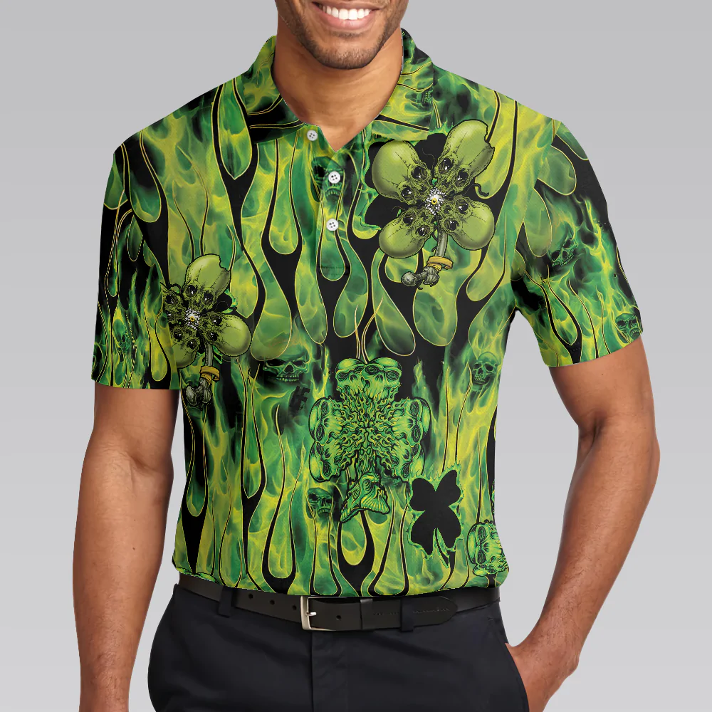 Men Polo Shirt - Irish Skull Saint Patricks Men Polo Shirt, Green Skull St Patrick Day Polo Shirt, Best Gift Idea For Irish Friends - Image 5