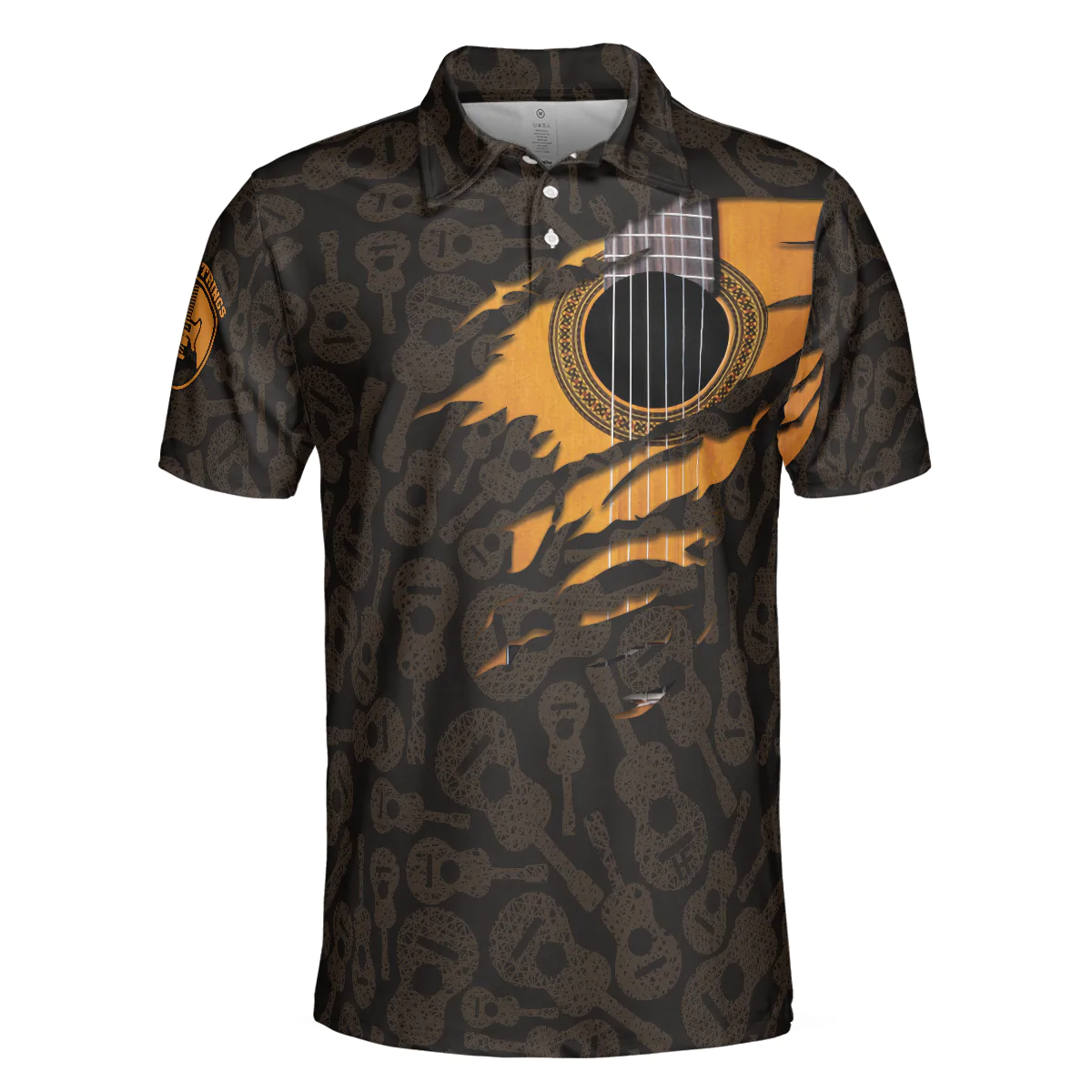 Men Polo Shirt - Life Without Guitar Would Be Flat Short Sleeve Polo Shirt, Guitar Pattern Polo Shirt, Best Guitar Shirt For Men - Image 3