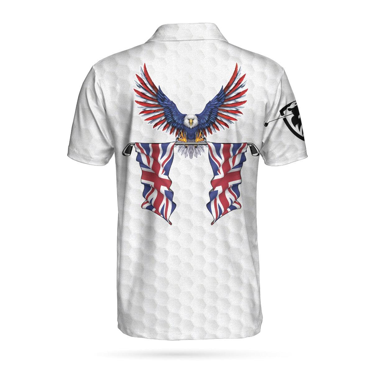 Men Polo Shirt - United Kingdom Eagle Flag Polo Shirt, Golf Pattern Ripped Great Britain Jack Polo Shirt, UK Golf Shirt - Perfect Gift For Men - Image 3