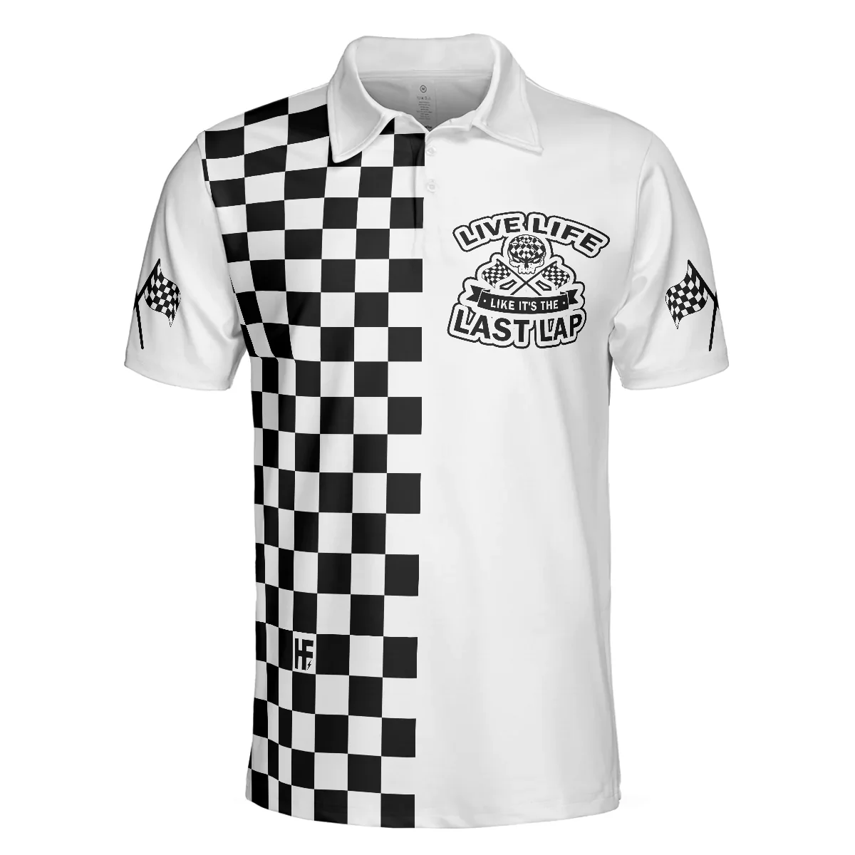 Men Racing Polo Shirt - Live Life Like It's The Last Lap Racing Polo Shirt, Black And White Racing Shirt For Men, Best Gift For Men - Image 3