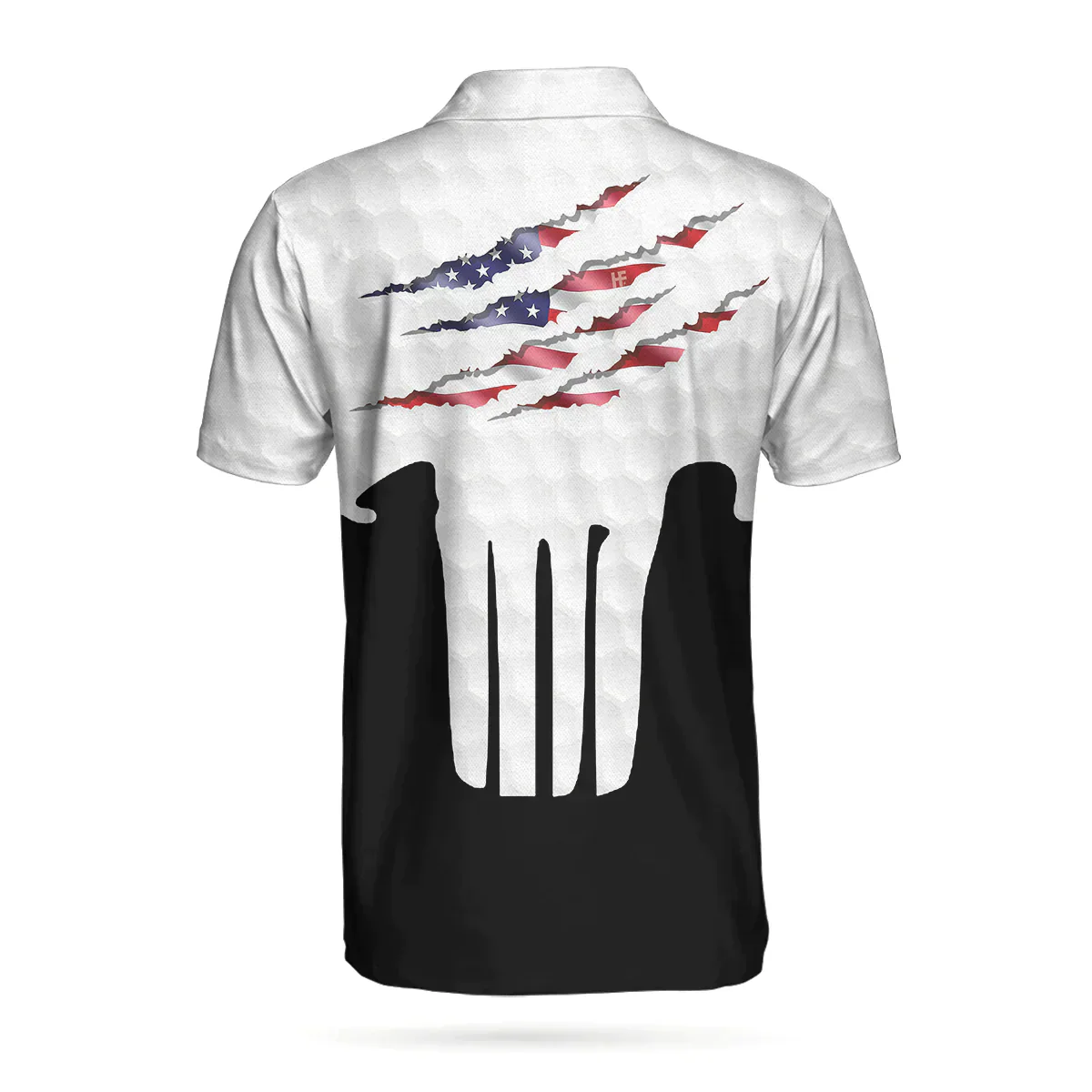 Men Skull Polo Shirt - Ripped Skull American Flag Men Polo Shirt, Golf Pattern Polo Shirt, Best Golf Shirt For Male - Image 2