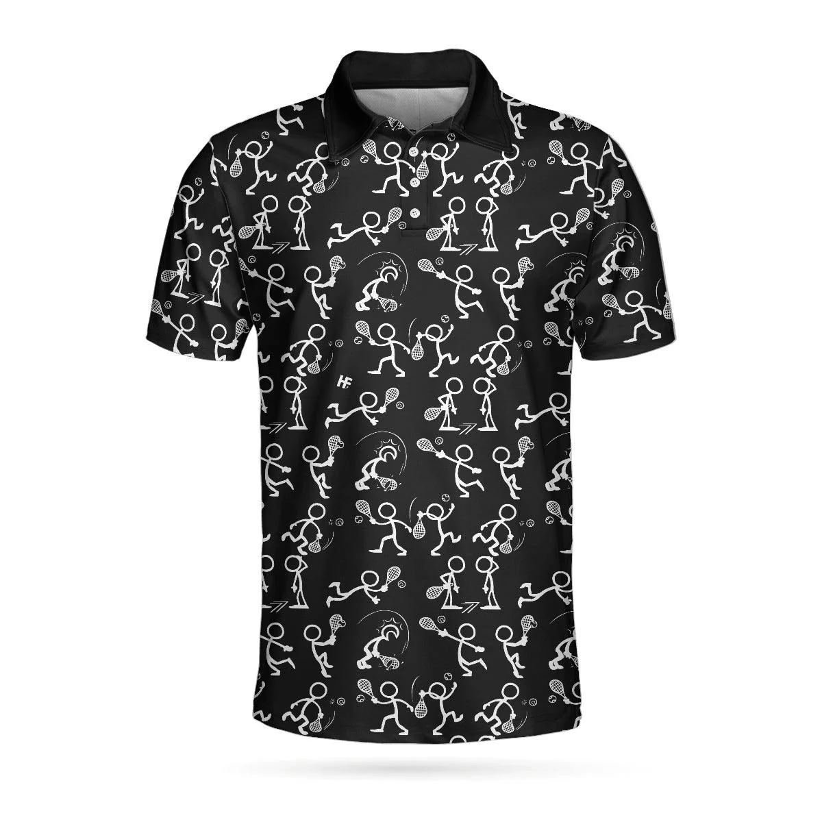 Men Tennis Polo Shirt - Stickfigures Playing Tennis Polo Shirt, Doodling Tennis Polo Shirt - Perfect Gift For Men, Tennis Lovers