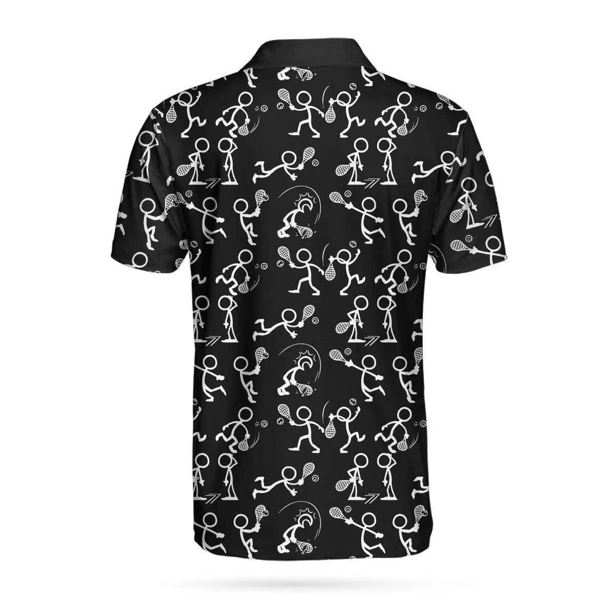 Men Tennis Polo Shirt - Stickfigures Playing Tennis Polo Shirt, Doodling Tennis Polo Shirt - Perfect Gift For Men, Tennis Lovers - Image 2